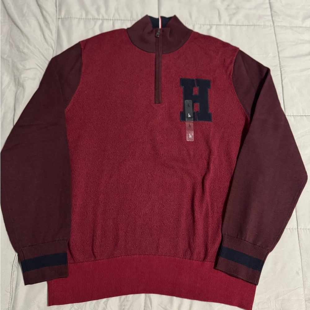 Tommy Hilfiger Men's Adaptive Quarter Zip H Sweater with Zipper Closure